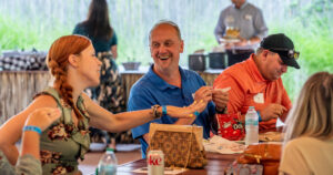 Newcomer social attendees enjoy networking at the Fort Wayne Zoo.